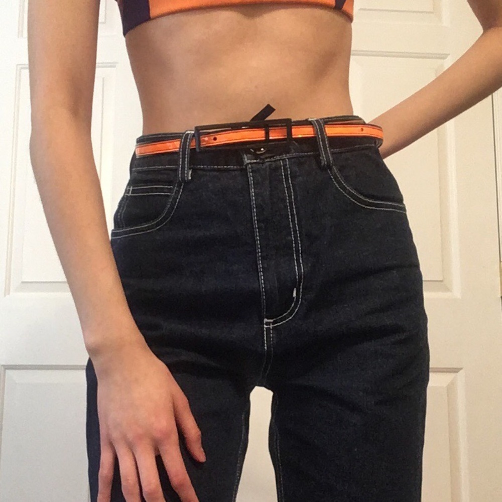 Marc Jacobs Neon Orange Patent Leather Belt | PVC